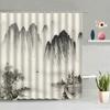 Chinese Style Ink Painting Shower Curtain Landscape Flower Tree Plant Boat Plum Living Room Background Wall Bathroom Screen Hook