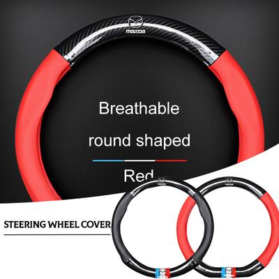 Auto Lenkradabdeckung Atmungsaktiv Anti-Rutsch PU-Leder Lenkradbezug Für 3 6 CX5 2 CX3 CX9 MX5 RX8 Axela Demio MS CX5 2 Axela Demio Atenza