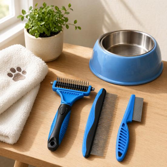 3Pcs/Set Pet Comb Set with Wide Edge, Pet Mat Remover Brush, Double-Sided Stainless Steel Undercoat Rake for Dogs And Cats Grooming