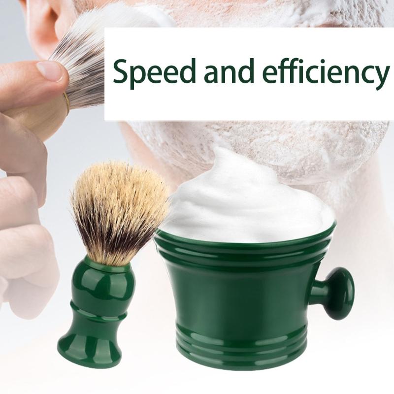 2Pieces Shaving Brush Kit Plastic Shaving Soap Bowl Shaving Lather Bowl with Shaving Brush,Create Rich Shaving Cream