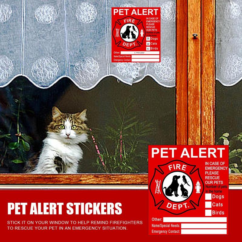 Pet Alert Safety Fire Rescue Stickers Window Cling Pets Inside Decal Stickers UV Fade Resistant Alert Safety Fire Rescue Sticker