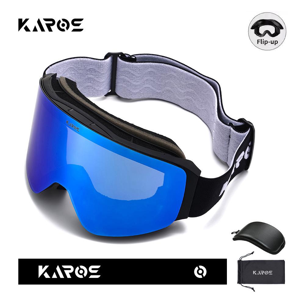 KAROS Flip-up ski goggles, unisex, winter anti-fog eyewear, snow goggles, suitable for snowboarding, mountaineering, and hiking