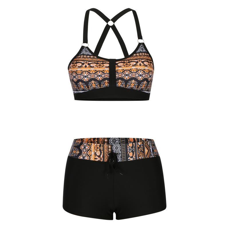 Swimsuit new women s print split bikini bikini swimsuit S