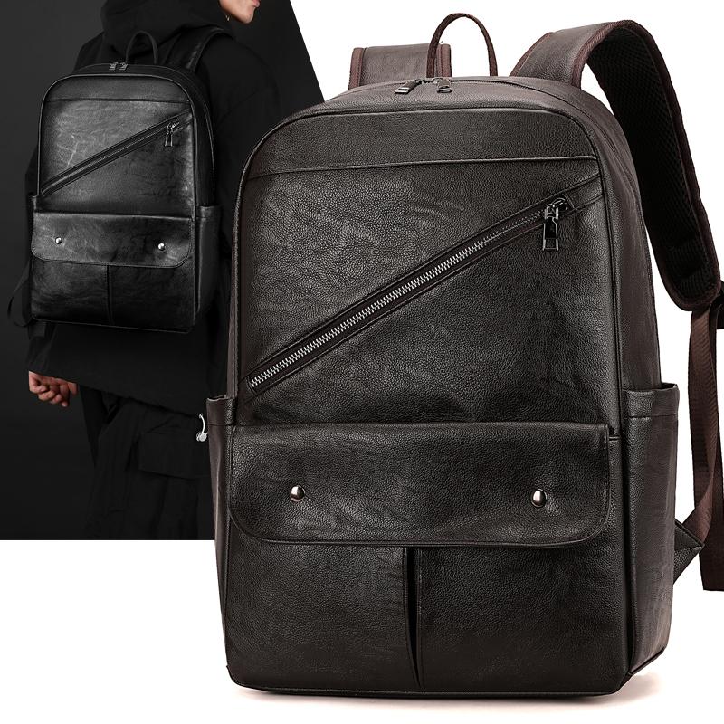 Rucsac PU pentru bărbați, multifuncțional, pentru afaceri, călătorii, capacitate mare, ghiozdan școlar pentru studenți