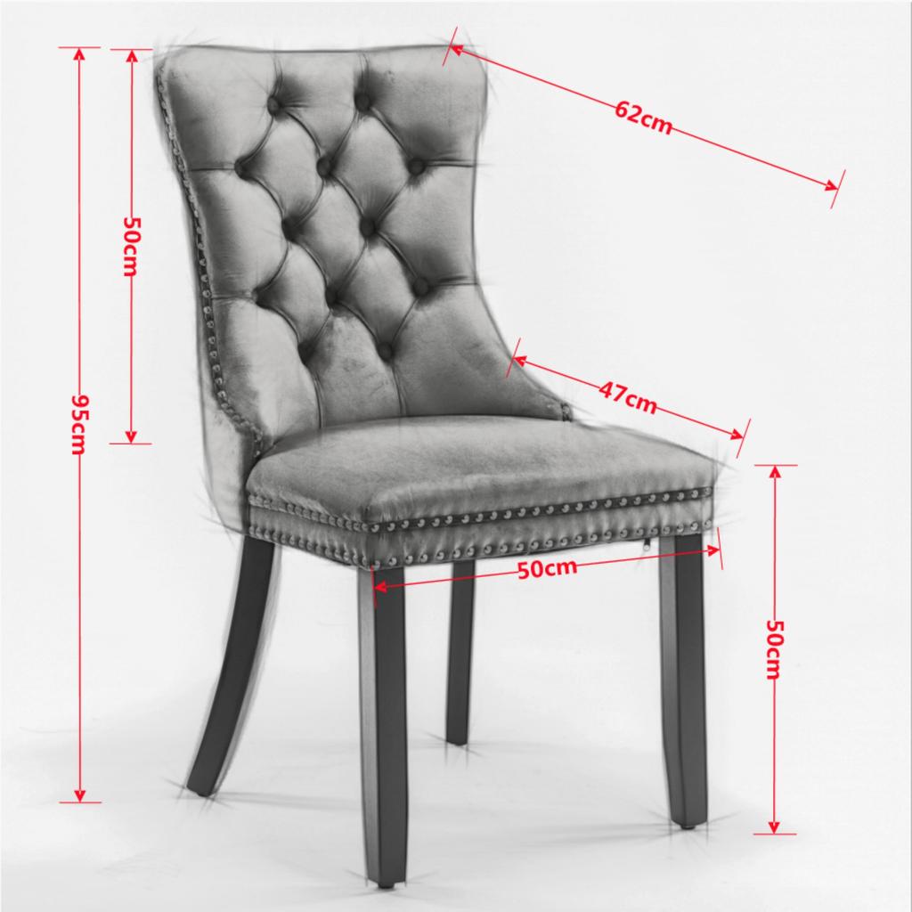 Modern, Tufted Solid Wood Velvet Upholstered Dining Chair with Chrome Stainless Steel Plating Legs,Nailhead Trim,Set of 2,Black and Chrome, DE1701BK