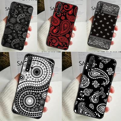 Zwarte Bandana Paisley Hoesje Voor Huawei Nova 11i 3i 7i 5T 11 9 10 SE Y60 Y61 Y70 Y90 Y91 P20 P40 Lite P30 Pro Cover