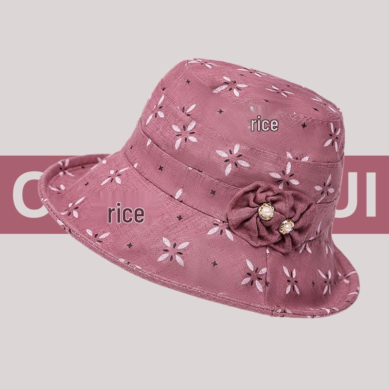 2025 Summer Fashion Embroidered Wide Brim Sun Hat for Middle-Aged & Elderly Women