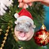 Cartoon Christmas Tree Pendants Moo Deng Car Haning Pendants Hippopotamus Hanging Pendant  Holiday