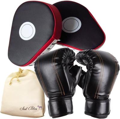 [MERCIEL] Boxing Training Gloves and Mitts Set, One Size Fits All, with Storage Bag, for Martial Arts, Karate, Kickboxing, MMA, Home Training [Supervi