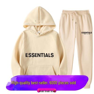 Herren Sport-Hoodie mit Plus-Samt und Doppelnähte-Logo - Lässiges Set im europäischen & amerikanischen Stil für Damen
