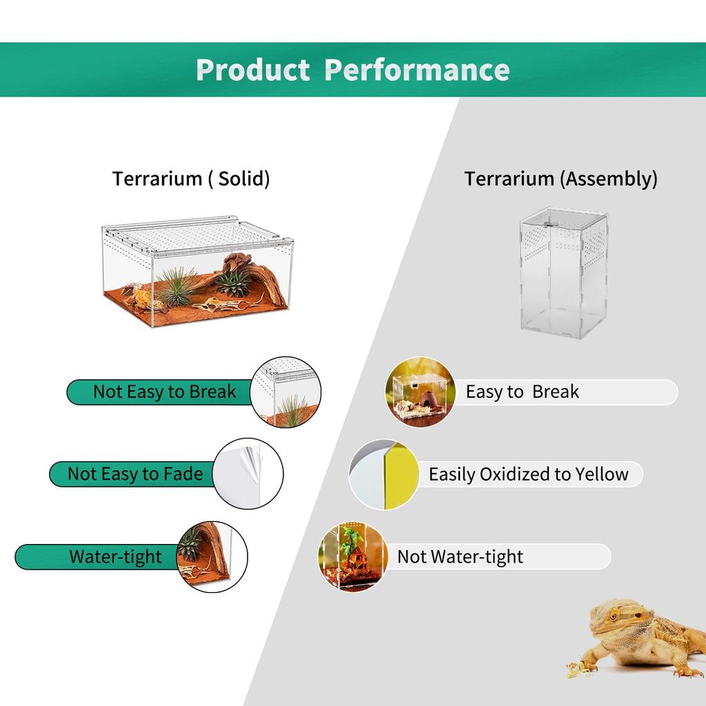 Reptile Terrarium Kit, 30*18*15 Cm, Reptile Breeding Box, Magnetic Acrylic Case, for Tarantulas, Hermit Crabs, Jumping Spiders, Iguanas, Leopard Gecko