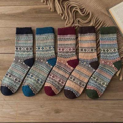 Unisex Retro Totem Mid-Length Socks - Autumn & Winter, Japanese & Western Styles