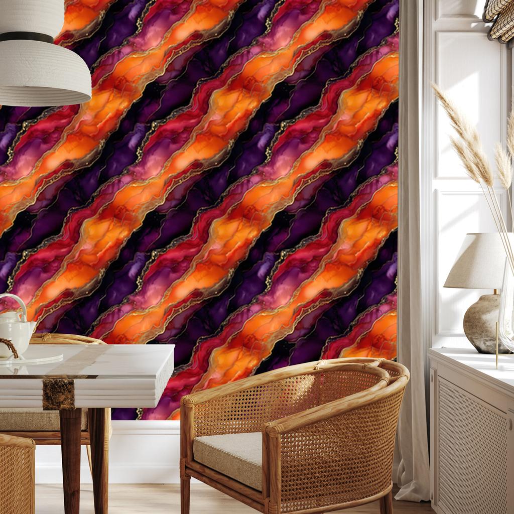 Ink Wallpaper Red, Peach and Black 50x1000