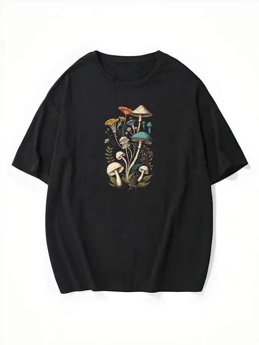 Oversized T-shirt with a mushroom print 3XL