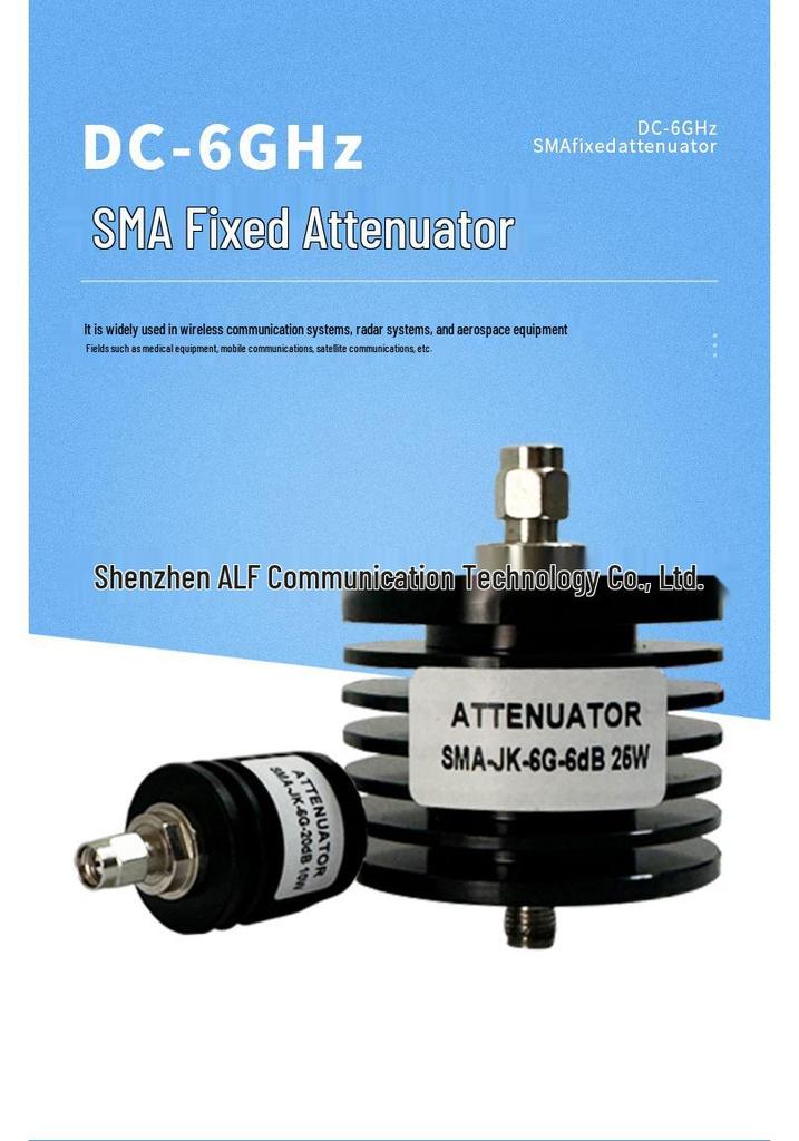 SMA Coaxial Fixed Attenuator with Heatsink, 25W, 10-30dB, DC-6GHz