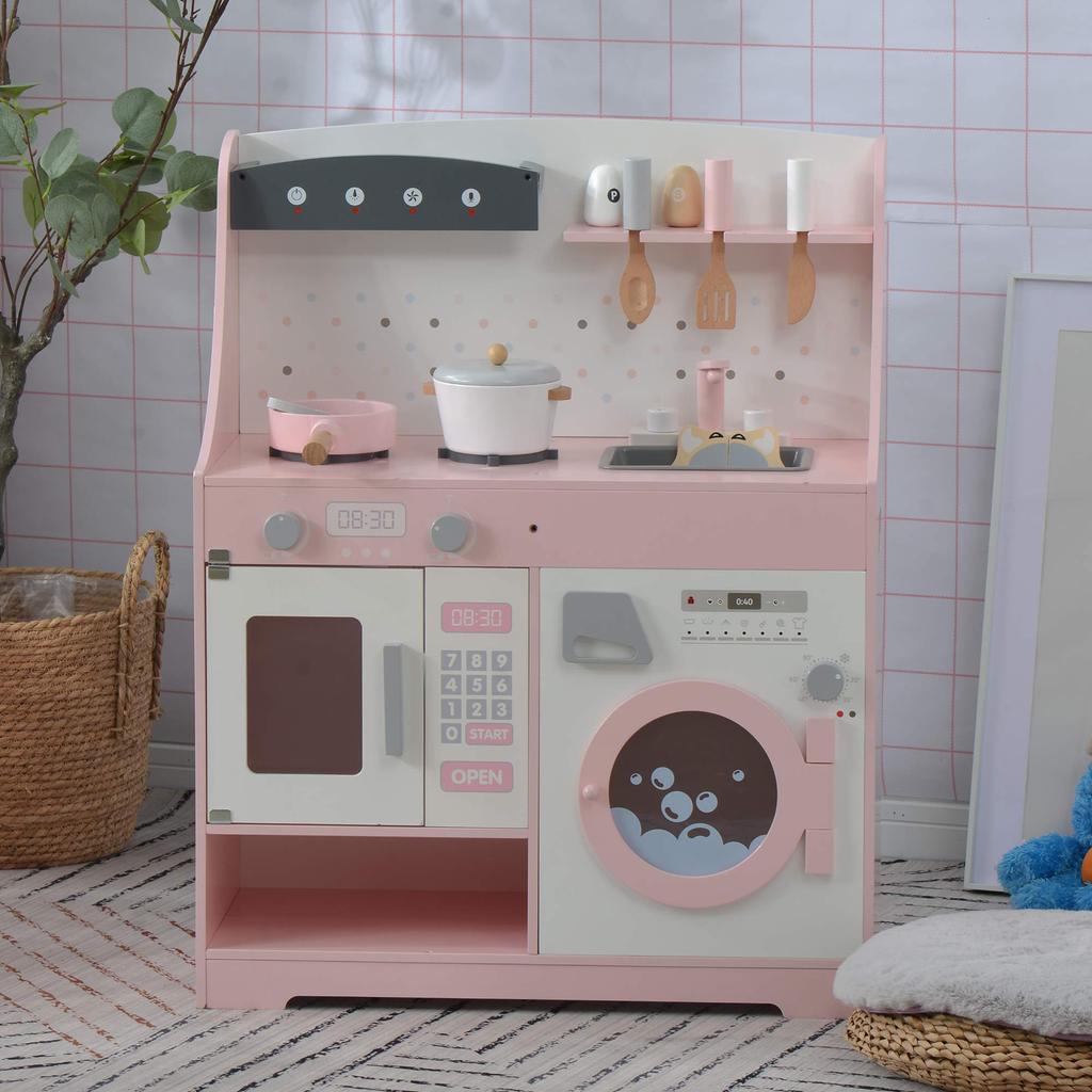 Wooden Play Kitchen Set with Cooking Washing Mini Educational Imitation Toy for Kids Dolamaní Utensils, Kitchen, Machine, Kitchen, Toy, Toy,