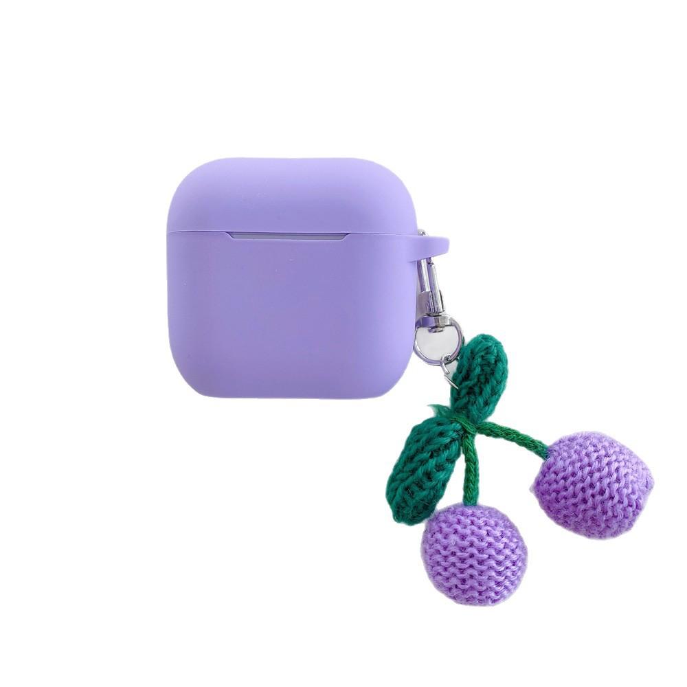 Violet Plush Cherry for AirPods Pro1 Generation Protective Case 1 Generation Pro1 Apple Bluetooth Headset Case