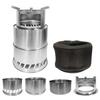 Outdoor Portable Round Wood Stove Charcoal Stove Solid Alcohol Stove Thickened Stainless Steel Picnic Stove, Large