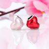 Heart-shaped Enamel Deep Heart Beads Bracelet, S925 Sterling Silver for DIY