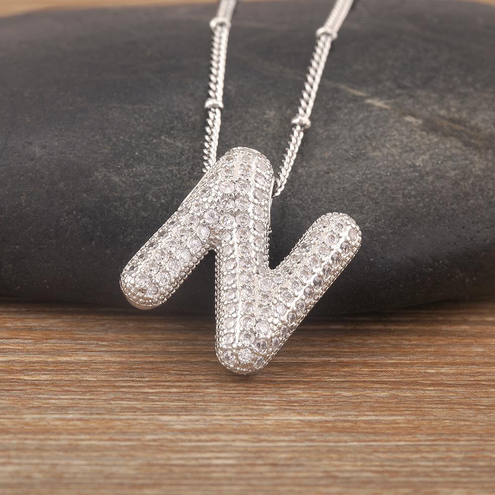 Nidin Vânzare Fierbinte Pavé Cristal Zircon A-Z Litere Colier cu Pandantiv Inițialele Numelor Cuplurilor Alfabet Bijuterii Cadou Fin