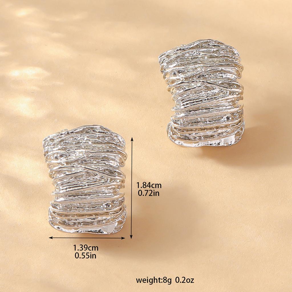 2PC Women's Fashion Geometric Wrinkle Earrings Zircon Accessories Suitable for Date, Party, Festival Gifts-1196
