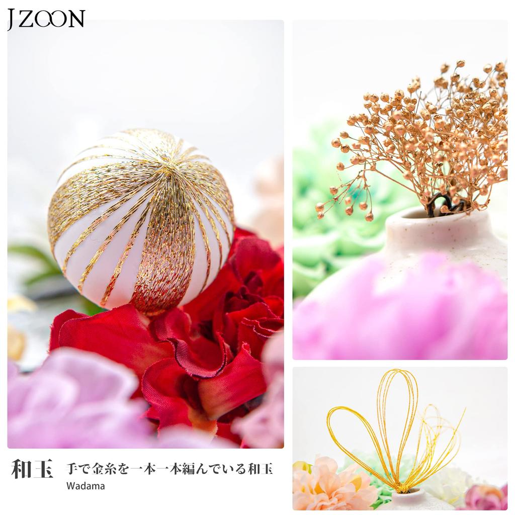 JZOON Dried Flower Hair 10 Artificial Red Japanese Gold Hair Perfect for with F2003 Ornament, Colors, Dahlia, Ball, Mizuhiki, Hydrangea, Accessories,