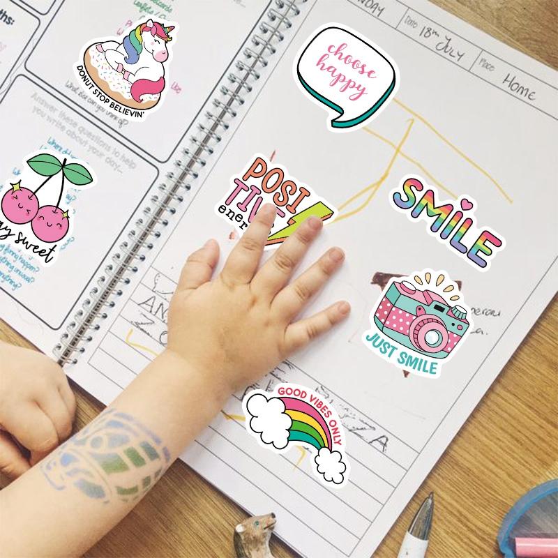 80 Pcs Buzzwords Stickers VSCO Pop Cute Slogan Inspirational Creative Text for Girls Kids Cartoon Kawaii Decal On Laptop Fridge Water Bottle Desk