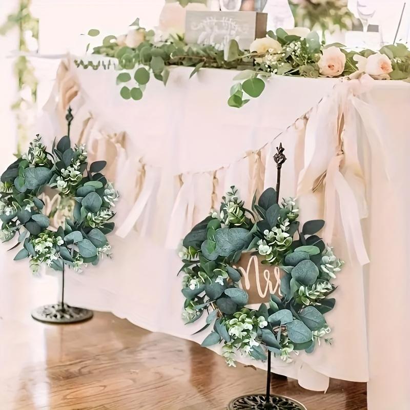 1pc Realistic Artificial Eucalyptus Garland Green Leaf Hanging Wreath for Home Office Wedding Party Indoor Outdoor Home Decor