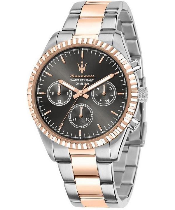 

Maserati Competizione Two Tone Stainless Steel Black Multifunction Dial Quartz R8853100020 100M Men s Watch чорний