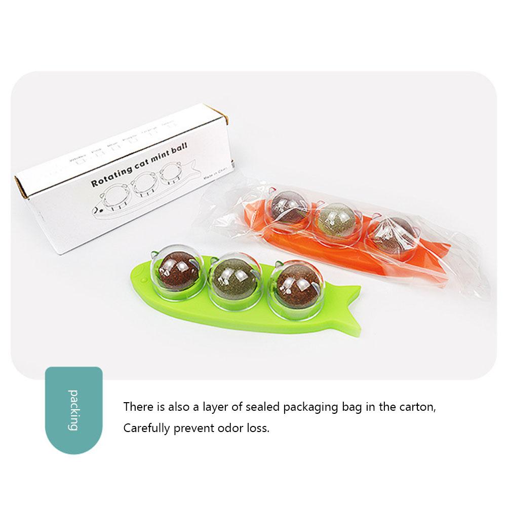 3 In 1 Catnip Ball with Transparent Cover Catnip Balls Toy for Cats Self-Adhesive Catnip Balls Toy Rotatable Pet Health Supplies