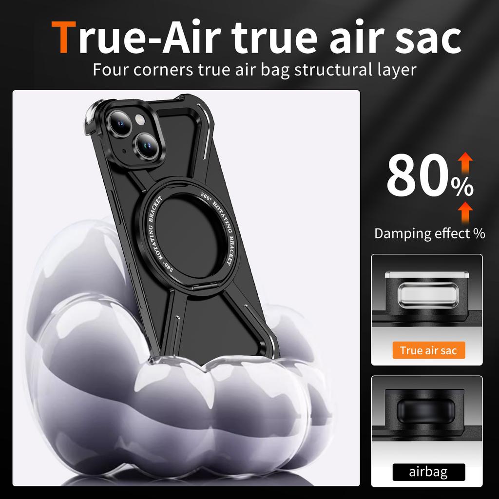 For iPhone 14/13 Bumper Cases Borderless Metal Frame Cover Compatible with MagSafe Kickstand