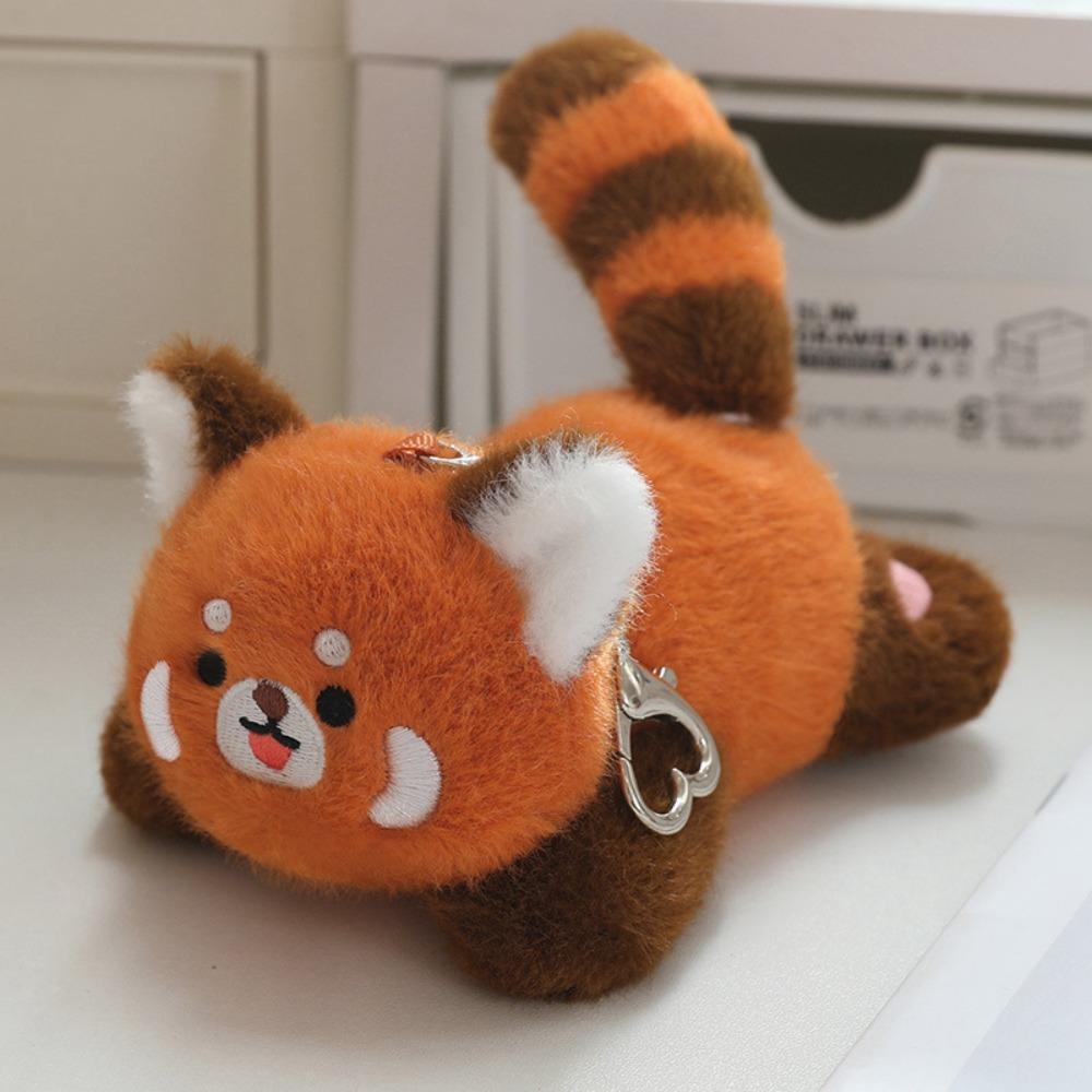 Rotating Tail Panda Doll Pendant Animal Raccoon Plush Keyring Panda Plush Keychain  Best Gifts
