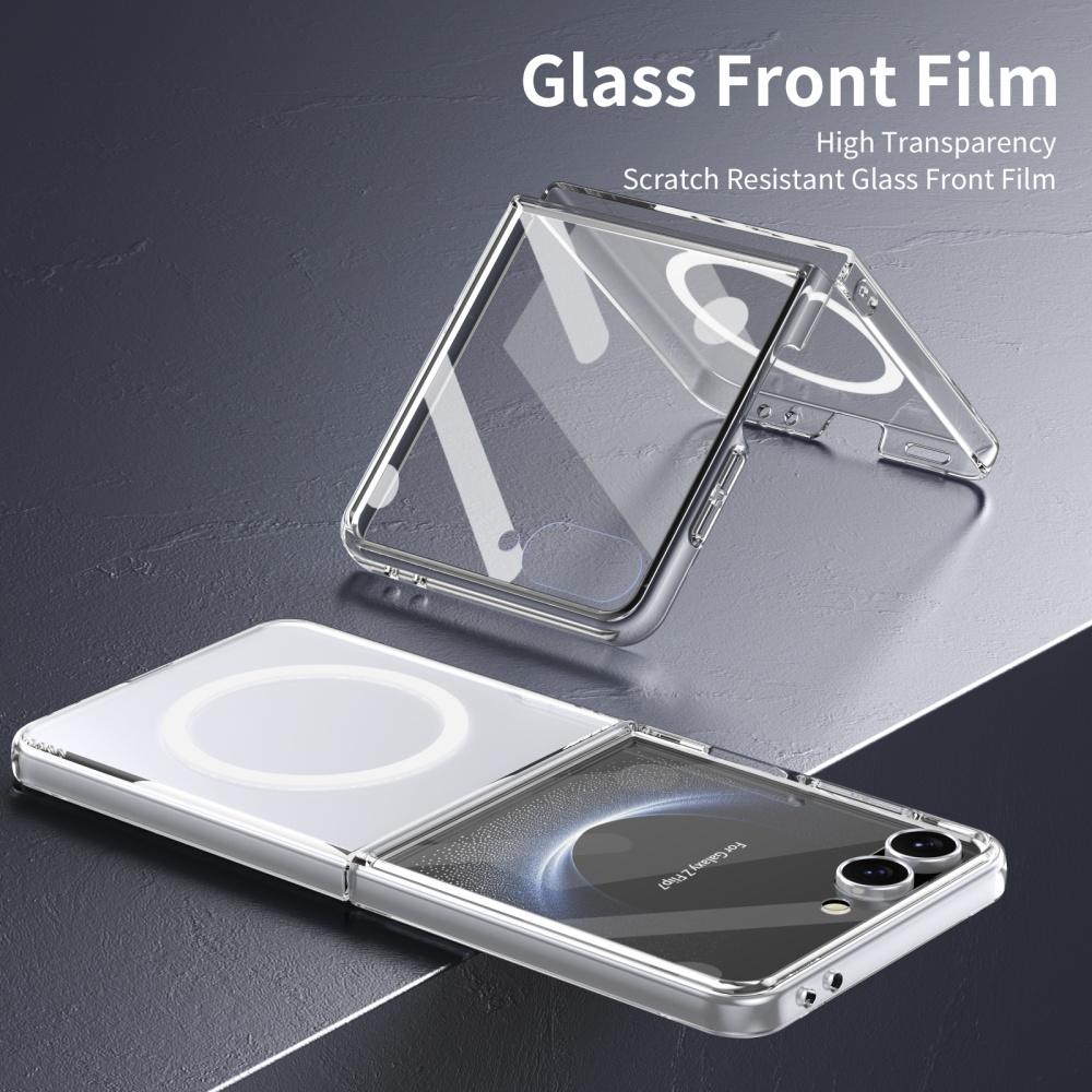 Luxury HD Clear Magsafe Magnetic Fold Phone Case for Samsung Galaxy Z Flip 7 6 5 4 with Screen Protector Wireless Charge Cover