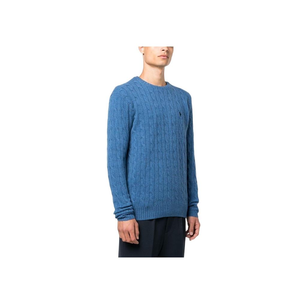 Polo Ralph Lauren FW22 Solid Logo Crew Neck Knit Cashmere Sweater Men sweater Blue 710876762-008