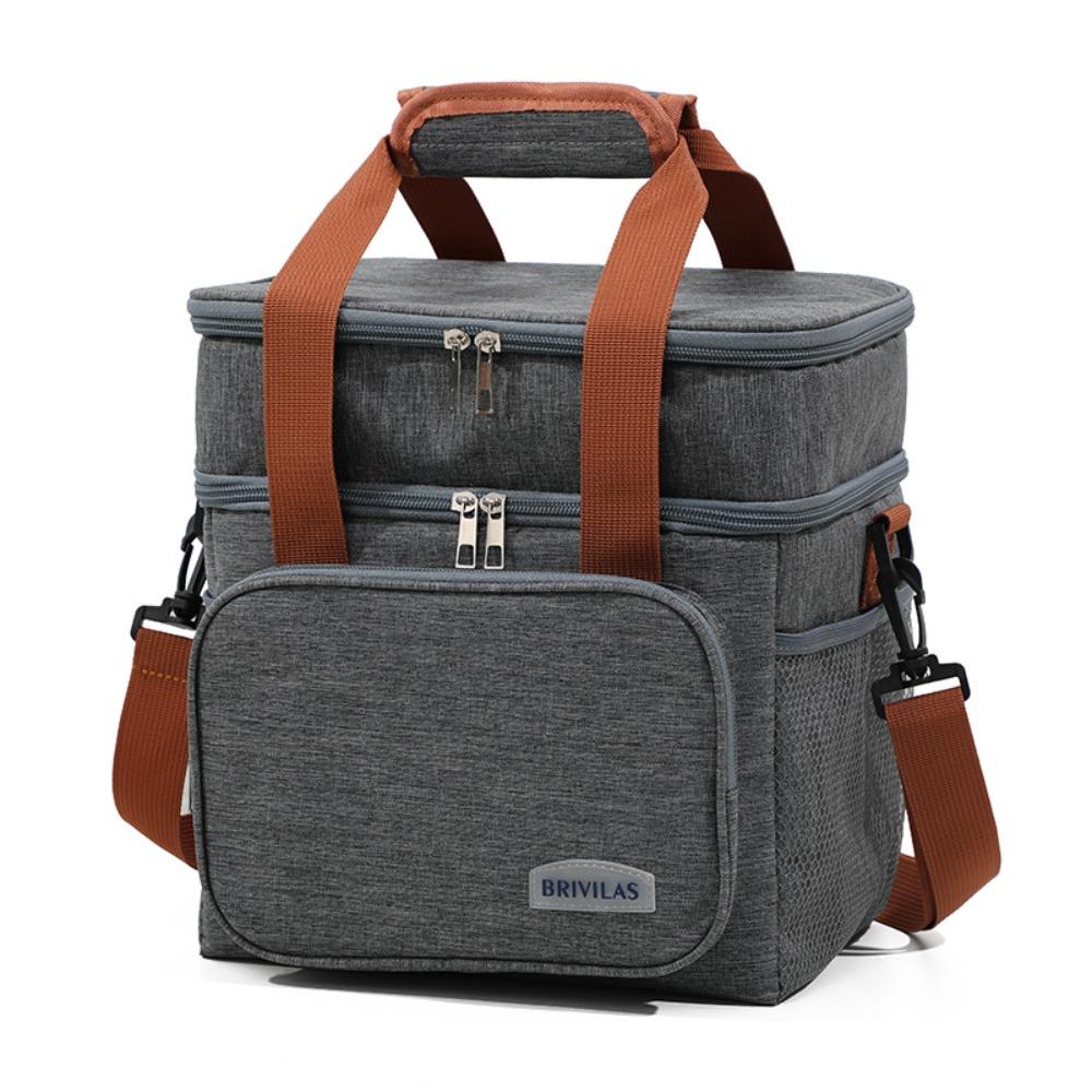 Lightweight Double Deck Lunch Cooler Bag Large Capacity Picnic Tote Bag Insulated Lunch Bag  Work