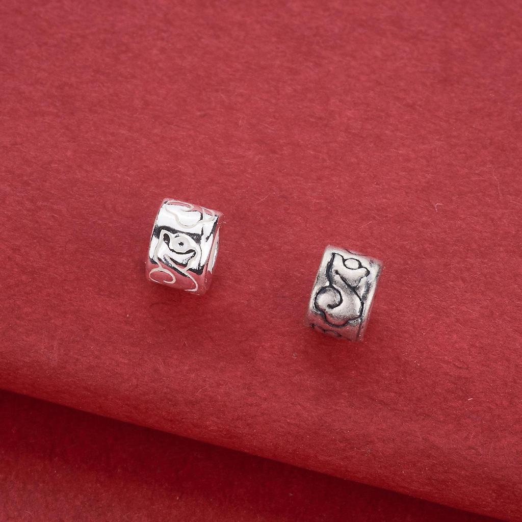 Sterling Silver Ruyi Cloud Spacer Beads, Large Hole Round Jewelry Accessories for DIY Necklace