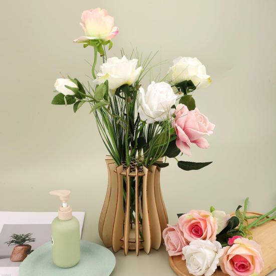 Easy Assembly Puzzle Vessel Wooden Flower Vase, Arrangement Display Stand for Placing Flowers & Artistic Floral Base Artificial Flowers, Suitable