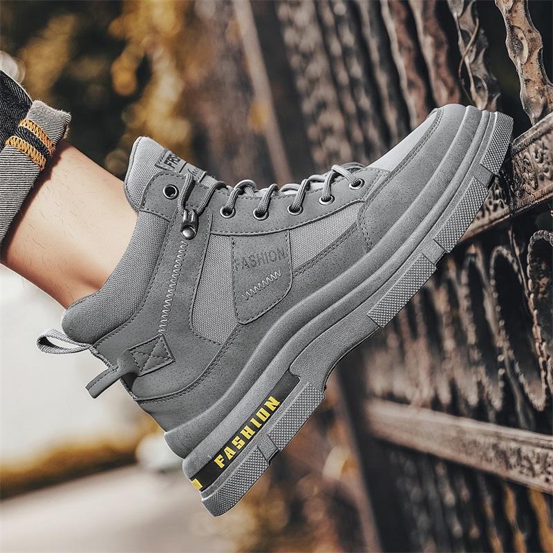 New Fashion Autumn And Winter Men's High Top Martin Boots Students Male Boys Trending Soft Sole Work Shoes Labor Protection Martin Sneakers