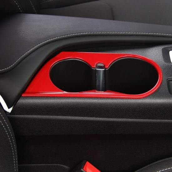Console Front Cup Holder Cover Ring Trim Decor Bezels Red For Chevrolet Camaro
