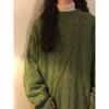 Vintage American Style Braided Knit Sweater Loose Fit Round Neck Pullover Teens