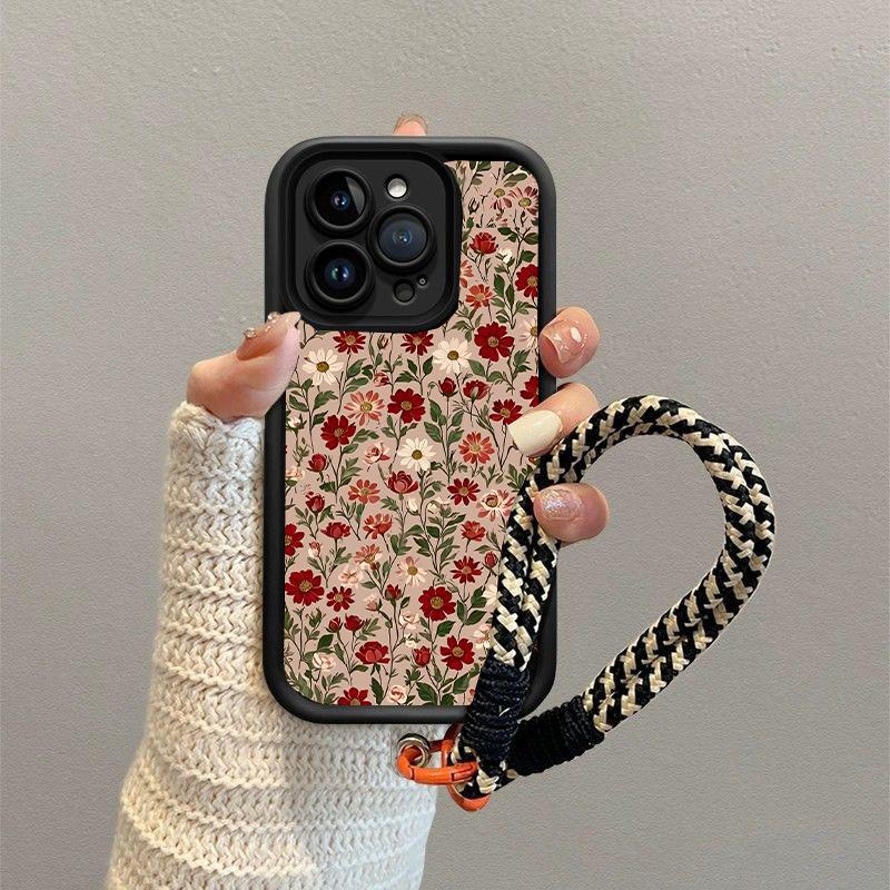 Flowers Wrist Strap Case For Samsung Galaxy S25 S24 S23 Ultra Note 20 Plus S22 S21 S25FE S20FE S24FE S23FE Cover