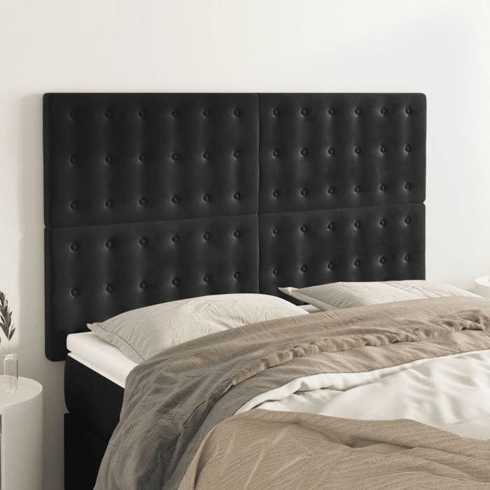 VidaXL Tête de Lit Meubles de Chambre à Coucher Accessoires de Lit Simple Têtes de Cadre de Lit Intérieur Noir 144x5x118/128 3116816
