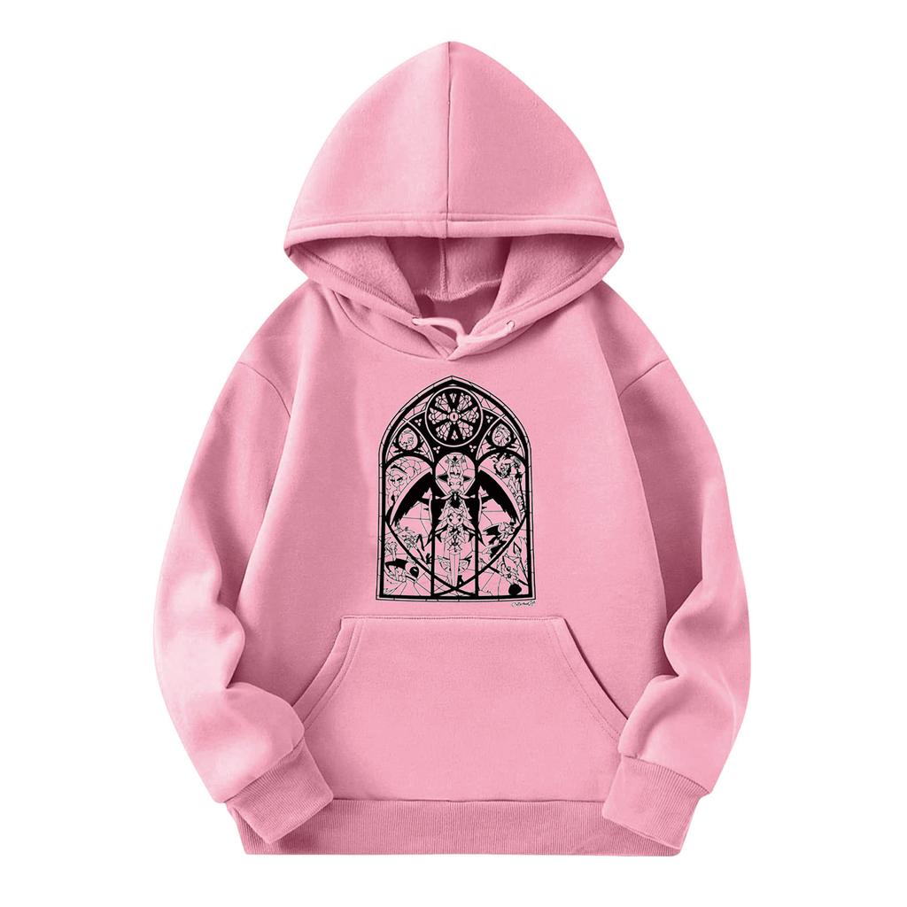 Barne Mote Lett Langermet Genser Med Lommer Trykk Hettegenser