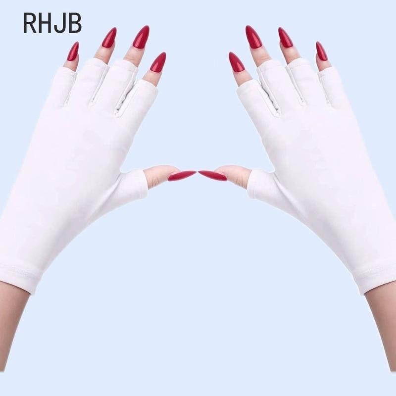 RHJB New UV Glove for Gel Nail Lamp, Professional Protection Gloves for Manicures, Nail Art Skin Care Fingerless Anti UV Glove