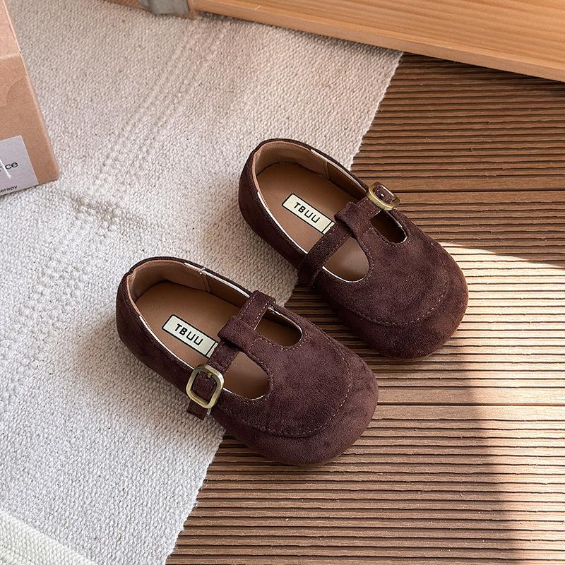 

Girls Soft-Sole Suede Loafers – Flexible Slip-On Shoes for Toddlers & Kids, Comfortable Vintage Style School Shoes 23InsoleLength14.7cm