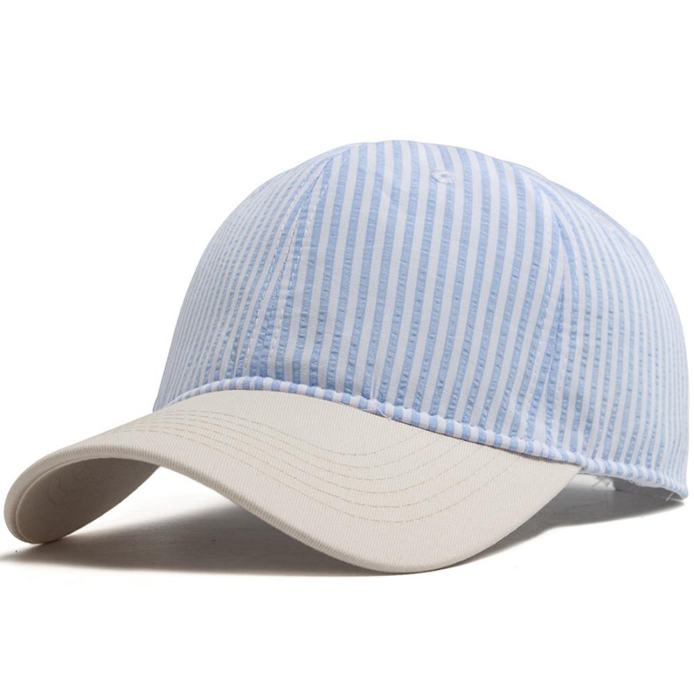Soft Top Striped Design Baseball Cap Adjustable Sun Protection Casual Hat Breathable Lightweight Peaked Caps For Women Men