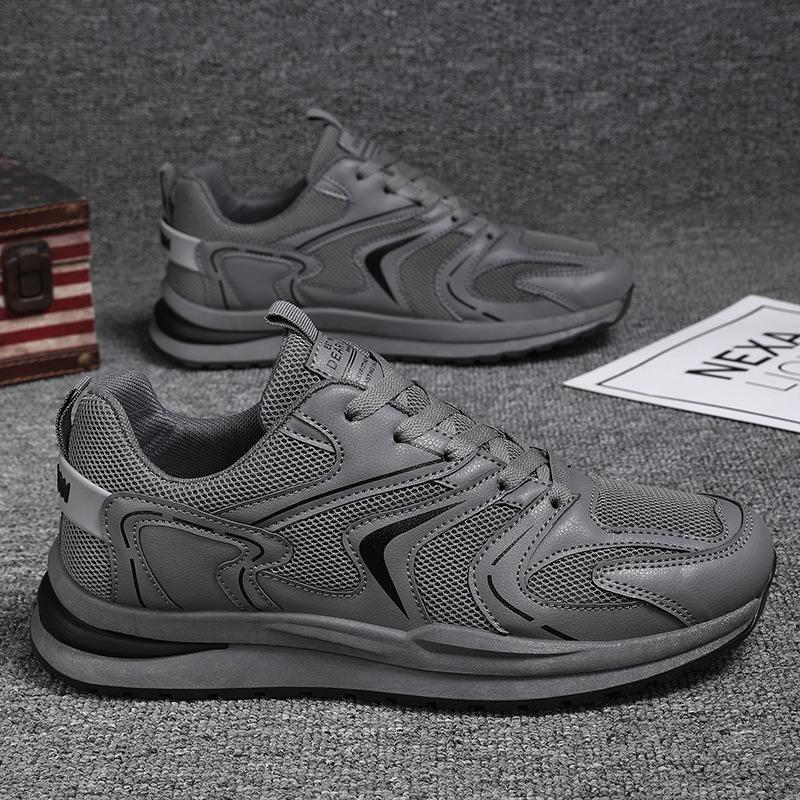 

Чоловіче спортивне взуття нове дихаюче взуття з сітчастої сітки універсальне студентське модне повсякденне взуття на м’якій підошві спортивне маленьке біле взуття для припливу 44 сірий колір