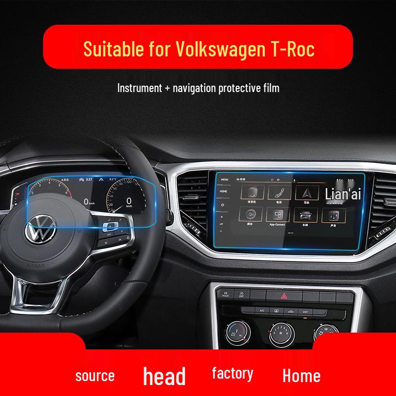 Volkswagen T-ROC 25 Navigation Tempered Screen Protector - Center Console Film