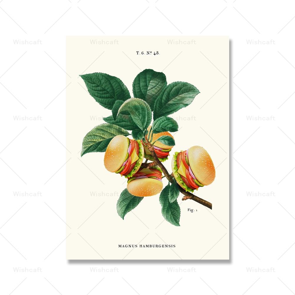 

Кухня гамбургер завод забавные плакаты и принты украшения настенные панно пончик макарон пицца суши художественная живопись подарки домашний декор 21x30cm No Framed