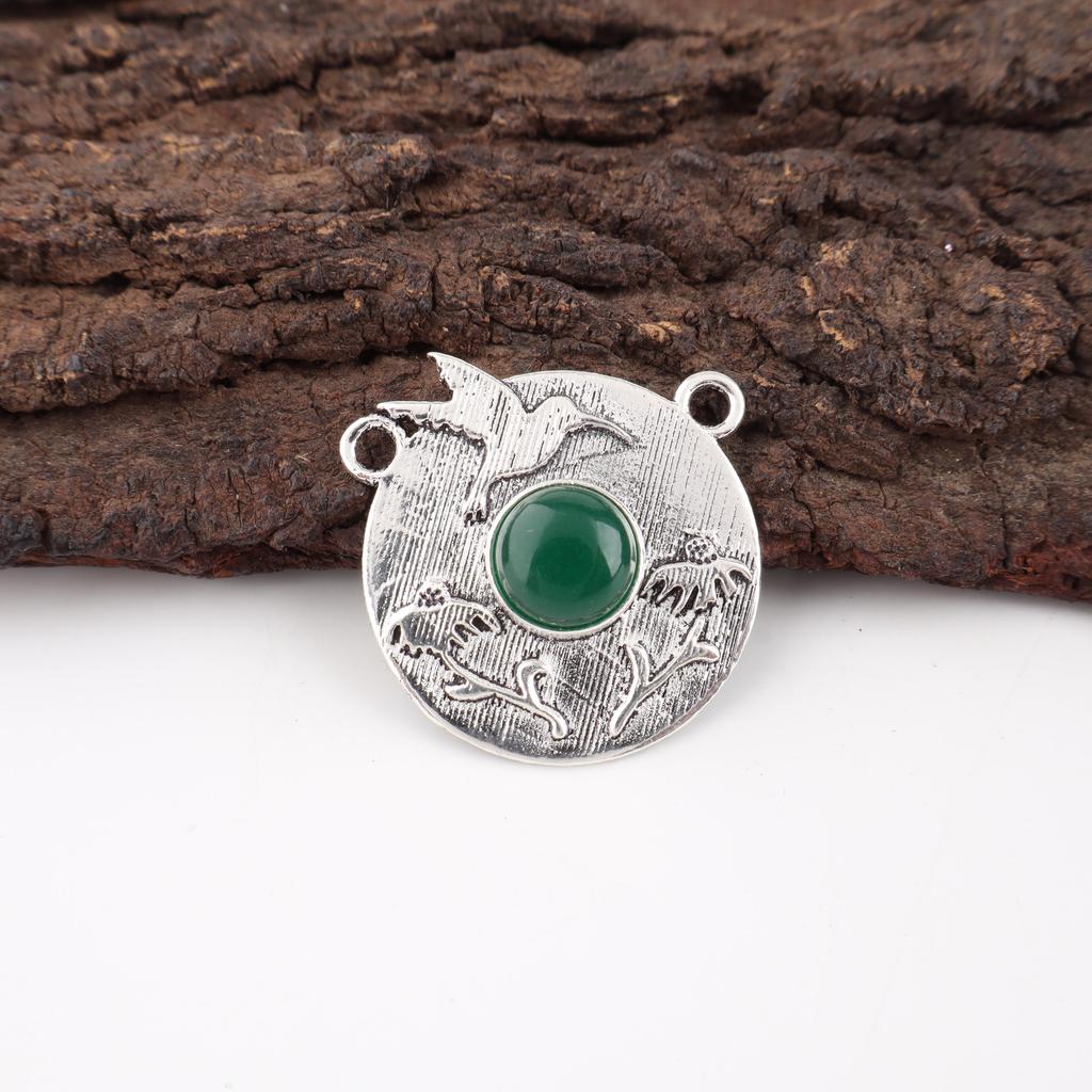 Green Onyx Cab Gemstone Jewelry, 925 Solid Sterling Silver Pendant, Handmade Silver Pendant For Wedding Gift